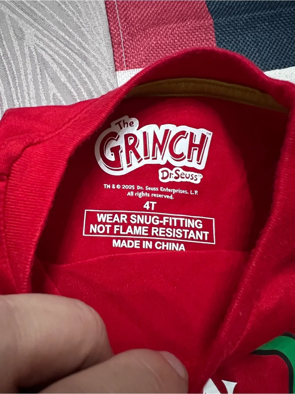 Dr Seuss Grinch 2pc Pajama Set 4T Toddler Christmas Grinch Mode Red White